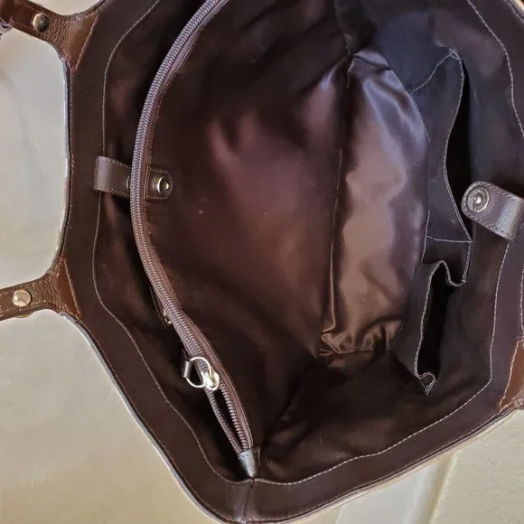 Coach Carly Khaki Signture C's Handbag Tote Bag Purse Lg - Picture 10 of 11